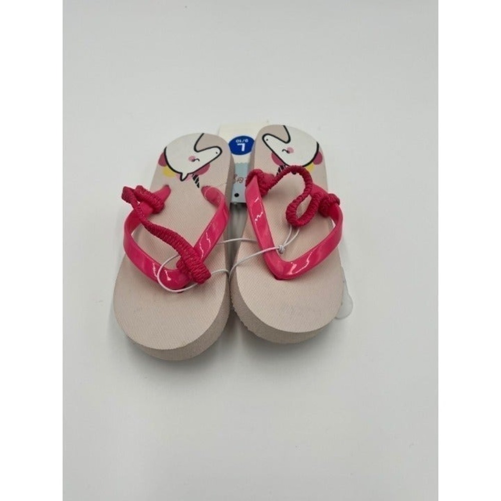 Cat Jack Toddler Girls Flip Flops Sandals Unicorn Print Pink Straps Size L 9‎ 10
